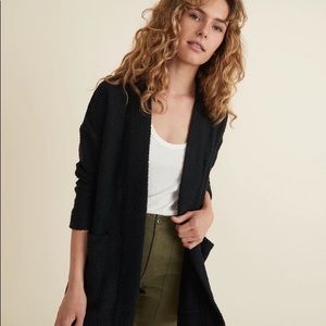 Marine Layer Birdseye Cardigan in Black Large